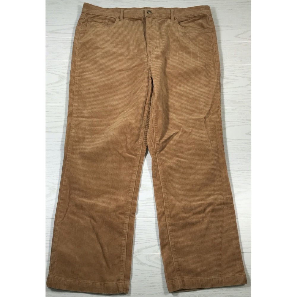 New Loft The Straight High Rise Corduroy Pants Women 33/16 Brown Wide Leg Mom